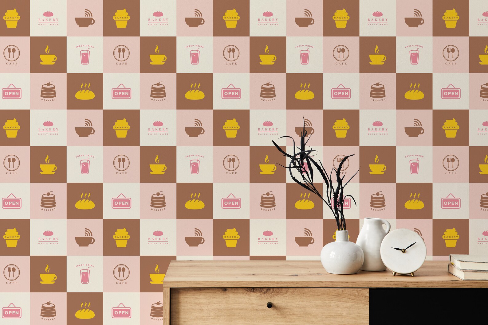 Pink Cafe Peel and Stick Wallpaper / Coffee Removable Etsy