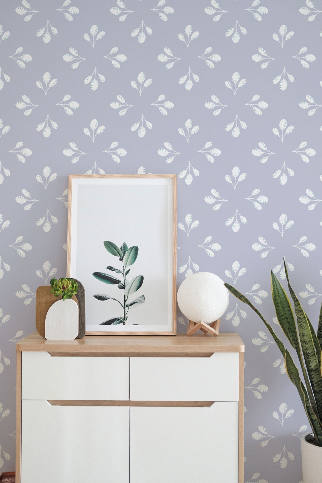 Lavender Leaf Peel and Stick Wallpaper / Geometric Removable - Etsy