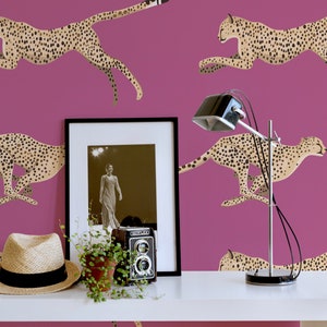 Purple Cheetah Peel and Stick wallpaper / Animal Removable wallpaper / Purple wallpaper - Self-adhesive or Traditional