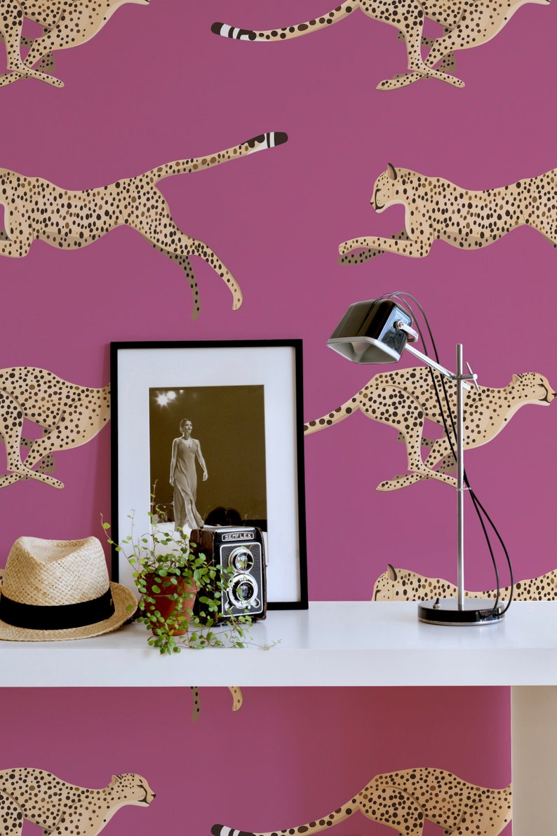 Purple Cheetah Peel and Stick Wallpaper / Animal Removable Etsy