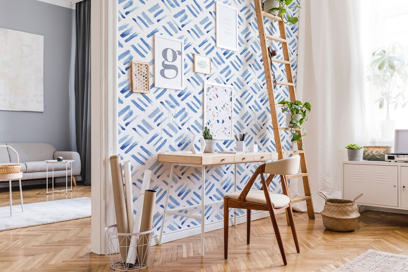 Brush Stroke Peel and Stick Wallpaper / Watercolor Removable Etsy