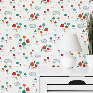 Hedgehog Peel and Stick wallpaper / Nursery Removable wallpaper / Forest wallpaper - Self-adhesive or Traditional