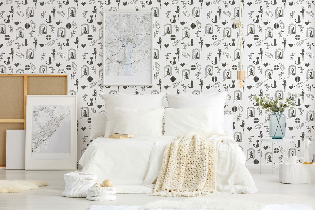 Girly Peel and Stick Wallpaper / Illustration Removable - Etsy