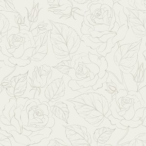 ベージュのバラ柄の剥がせる壁紙／花柄の剥がせる壁紙／ベージュの壁紙 - 粘着式または従来型 画像 2