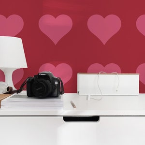 Heart Peel and Stick wallpaper / Bold Removable wallpaper / Red and pink wallpaper - Self-adhesive or Traditional