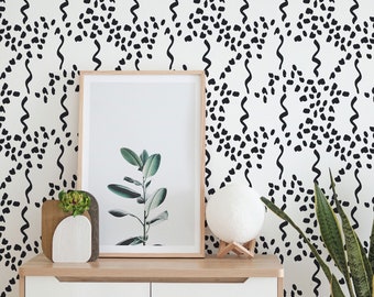 Abstract Peel and Stick wallpaper / Lines and Spots Removable wallpaper / Spot wallpaper - Self-adhesive or Traditional