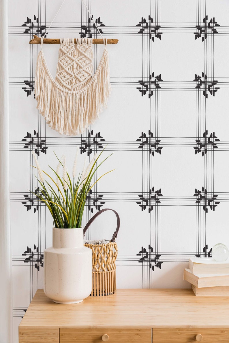 Gingham Peel and Stick Wallpaper / Black and White Gingham Etsy