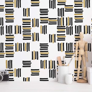 Abstract Peel and Stick wallpaper / Stripe Removable wallpaper / Bold wallpaper - Self-adhesive or Traditional