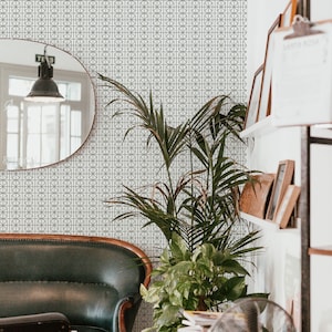 Green and white Geometric Peel and Stick wallpaper / Tile Removable wallpaper / Geometric wallpaper - Self-adhesive or Traditional