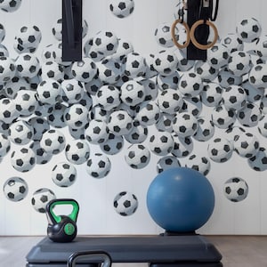 Watercolor Football Peel and Stick wallpaper / Creative Soccer wall mural / Football mural print - Removable Self-adhesive or Non-Pasted