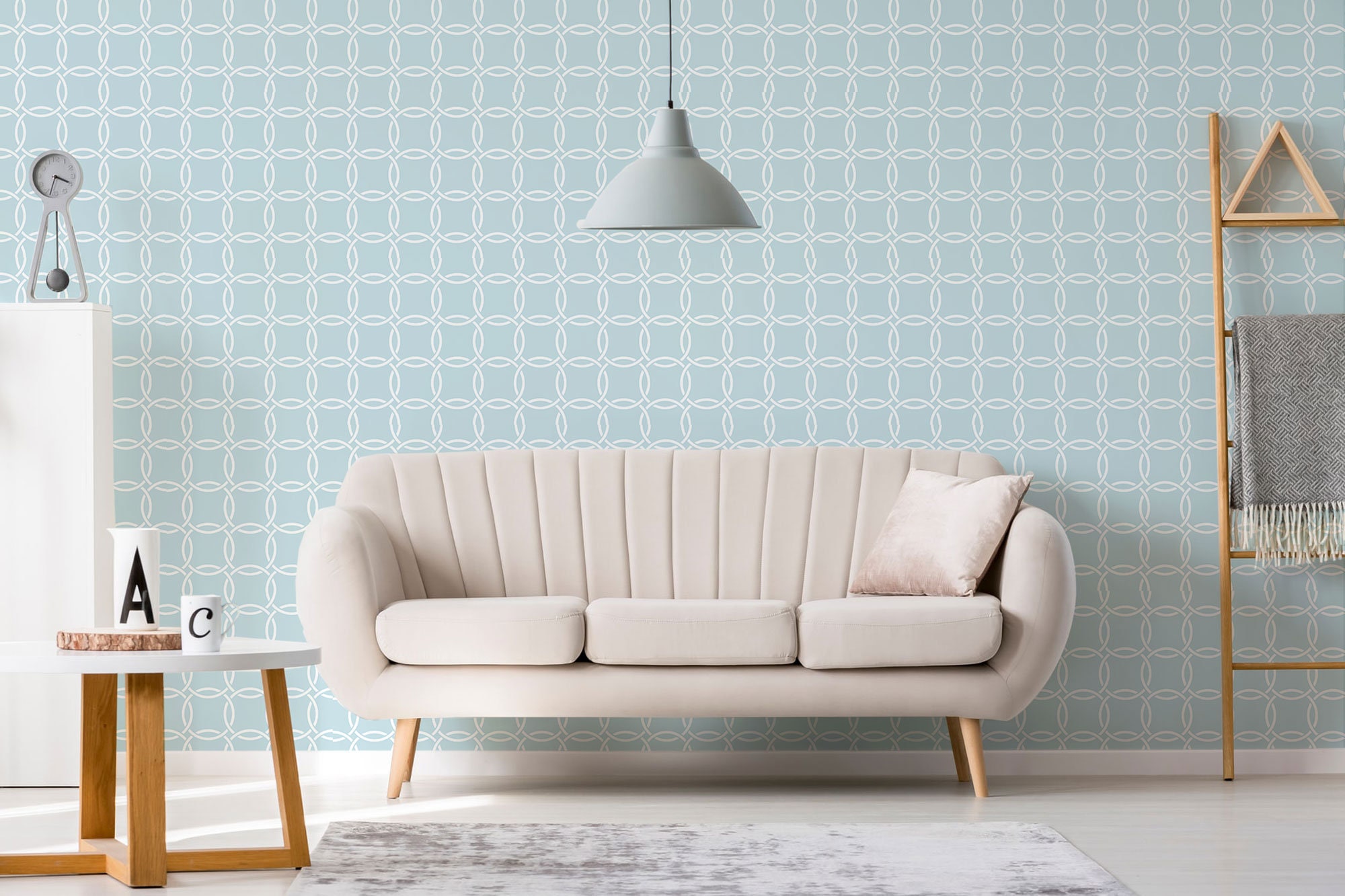 Groen grafisch behang crème - vintage Vliesbehang in retro look - Patroonbehang textuur peel
