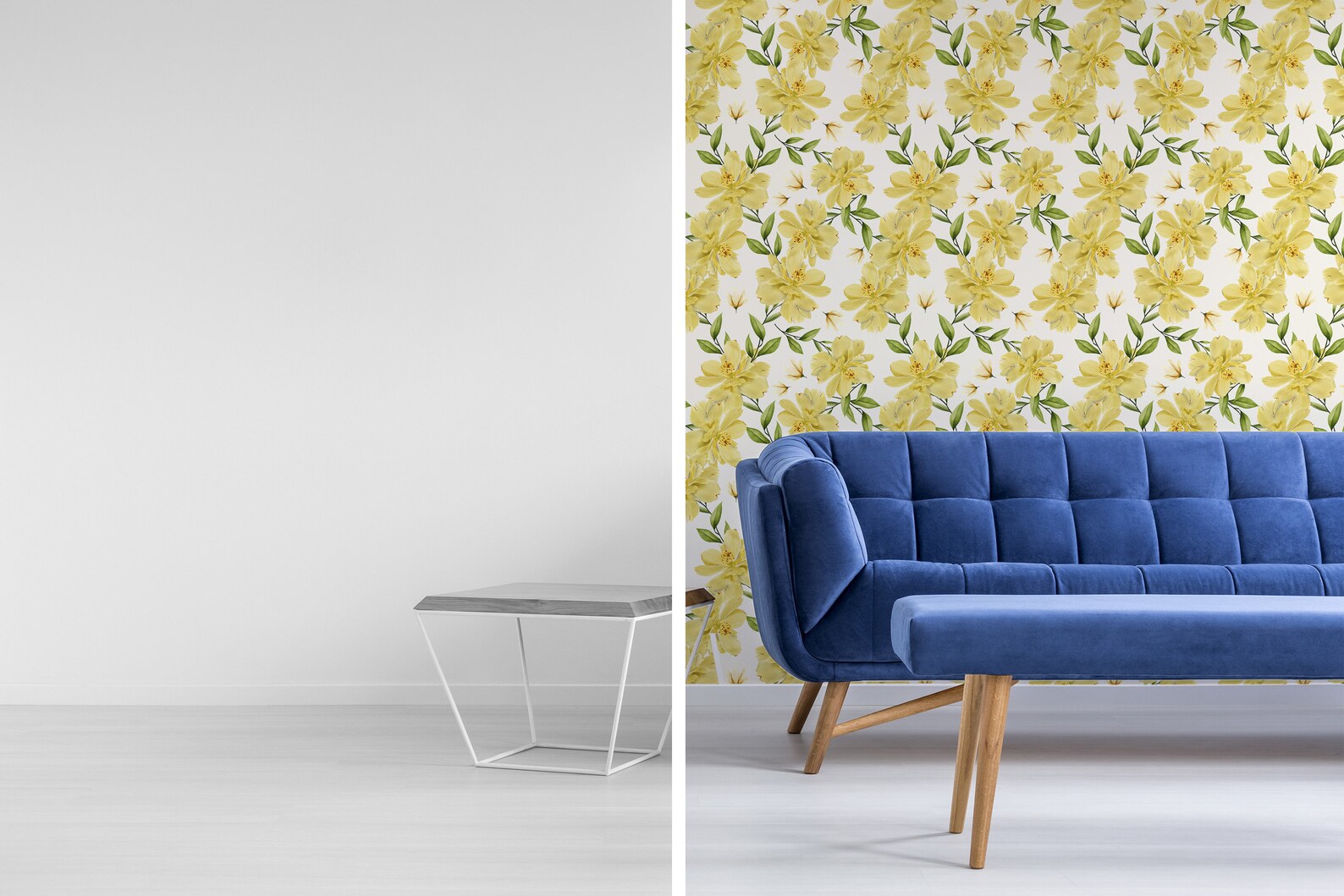 Yellow Floral Peel and Stick Wallpaper / Seamless Removable - Etsy
