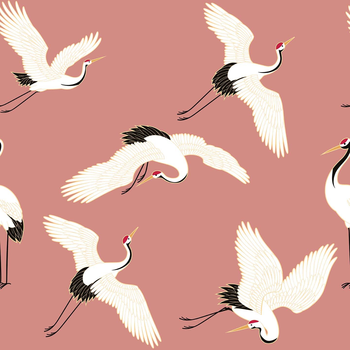 Pink Cranes Peel and Stick Wallpaper / Bird Removable - Etsy
