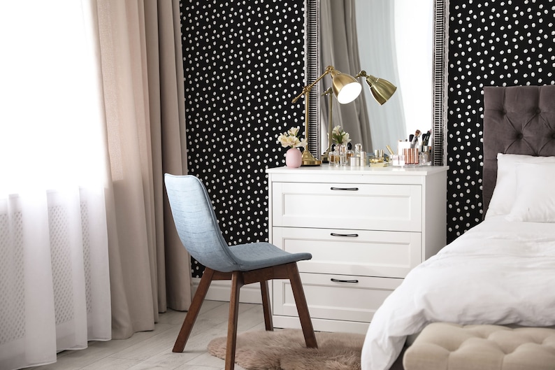 Black Polka Dot Peel and Stick Wallpaper / Bold Polka Dot Etsy
