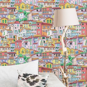Colorful Italy Peel and Stick wallpaper / Bold Removable wallpaper / Colorful wallpaper - Self-adhesive or Traditional
