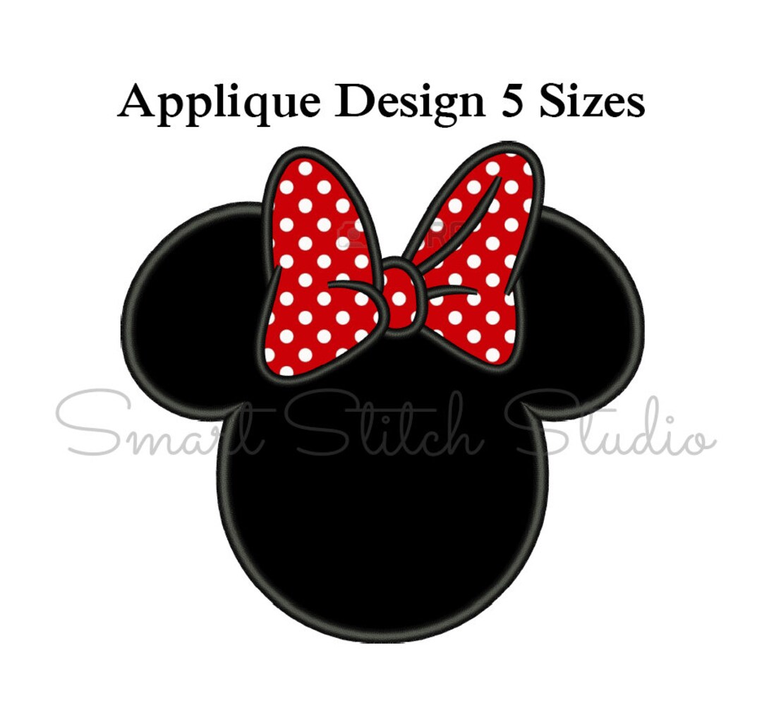 Minnie Applique Design Minnie Mouse Head Applique Embroidery Etsy