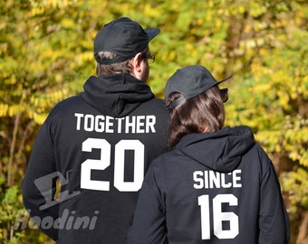 Couples hoodies couples sweaters couples sweatshirts together since hoodies couple sweatshirts anniversary gift couples matching hoodies