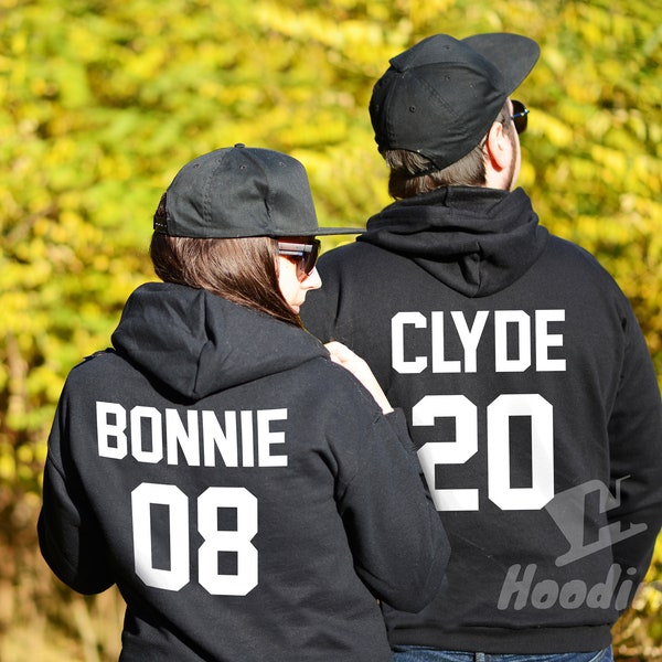 Parejas sudaderas con capucha parejas suéteres parejas sudaderas bonnie y clyde sudaderas con capucha pareja sudaderas aniversario regalo parejas sudaderas a juego