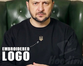 Zelensky sweatshirt,embroidered zelensky sweat shirt,Zelensky Sweatshirt,Zelensky sweater,Ukraine trident,embroidered trident,ukrainian,gift