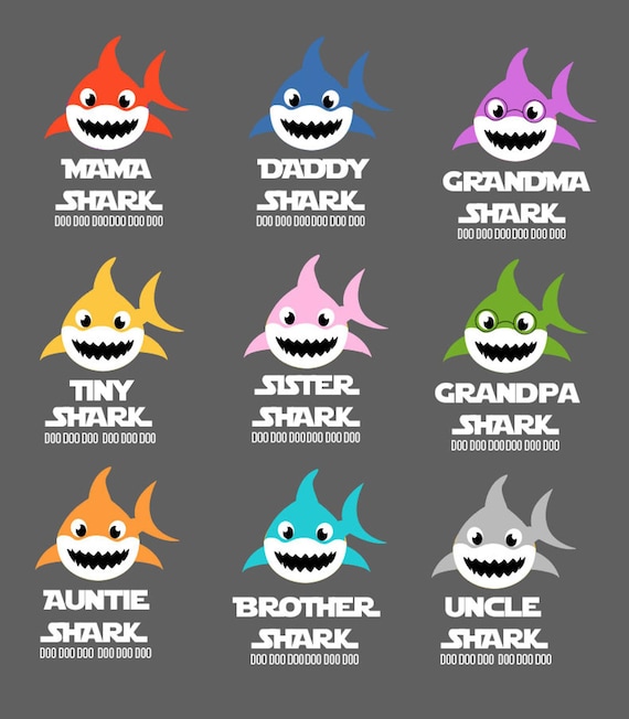 Grandpa Shark T-Shirt Doo Doo Grandma Mommy Daddy Baby Tee Grandpa Shark T-Shirt Doo Doo Grandma Mommy Daddy Baby Tee