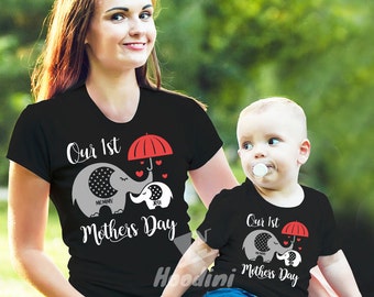 Mother and son shirts,mother and son matching outfits,mommy and me shirts,our first mothers day shirt,mother and daughter shirts,elephant