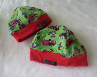 Jersey hat lined in size 41 - 61, fire brigade, for babies and children