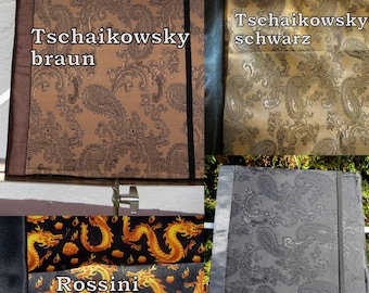 Noten - Dokumentenmappe für Herren,  Jacquard Seide, Muster wählbar, Din A4