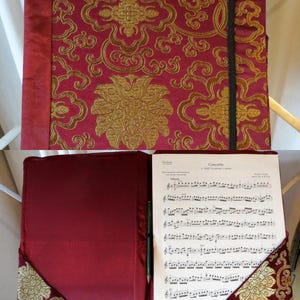 Bladmuziek - documentenmap, brokaatzijde, Schubert bordeaux, DIN A4