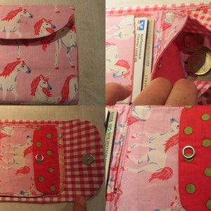 Cartera infantil niña, cartera, unicornio, tela 12x9,5 x 1 cm