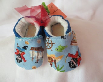 Booties, Pirate in size 16, 17, 18 and 24, kids slippers, toddlers - first walkers – shoes