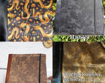 Noten - Dokumentenmappe für Herren,  Jacquard Seide, Muster wählbar, Din A4