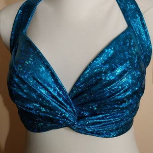 Turquoise Bra Top belly dance, Tribal, Costume Practice Tribal Fusion Sexy Tied Top Universal size,  Bra for show