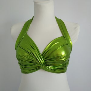 Shiny green Bra Top belly dance, Tribal, Costume Practice Tribal Fusion Sexy Tied Top Universal size, Bra for show