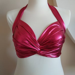 Shiny pink Bra Top belly dance, Tribal, Costume Practice Tribal Fusion Sexy Tied Top Universal size, Bra for show