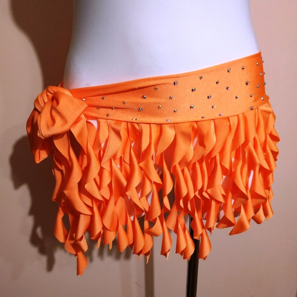 Tied Belt belly dance Tribal Fusion Hip Scraf Orange Costume Practice XS S M L XL XXL Shimmy