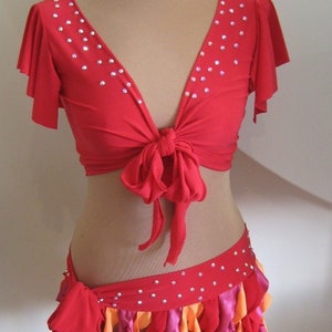 Red costume Hip Scarf belly dance belt Tribal Fusion bra costume practice S M L xl xxl dance wear