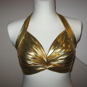 Shiny gold Bra Top belly dance, Tribal, Costume Practice Tribal Fusion Sexy Tied Top Universal size, Bra for show