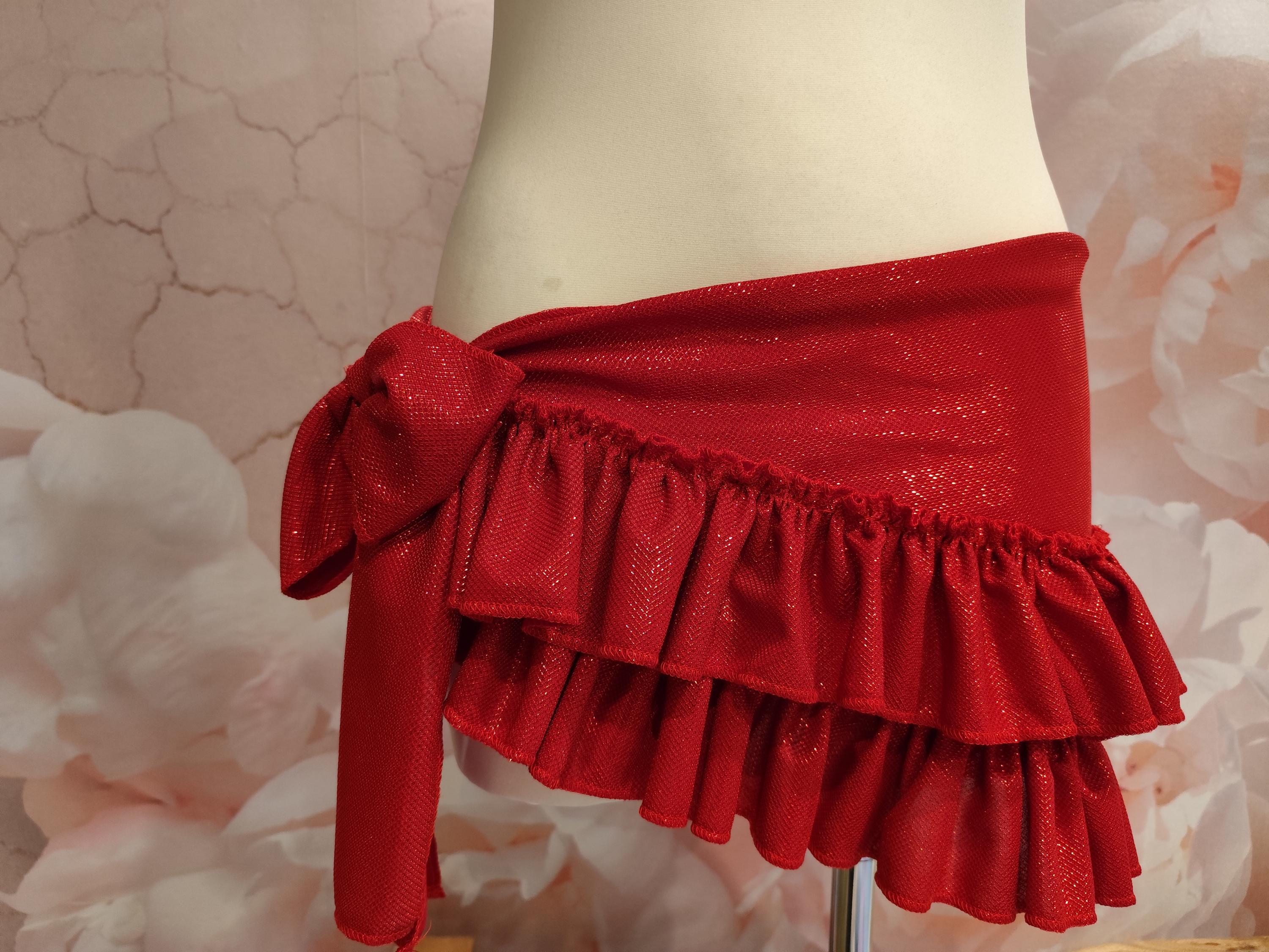 Red Hip Scarf belly dance Shawl Tribal shiny Shimmy Tribal Fusion Costume Practice skirt S M L XL XXL waist belt
