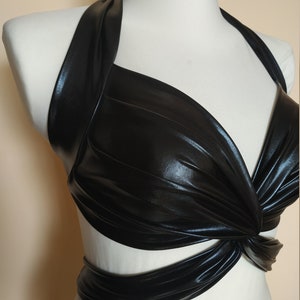 Shiny black Bra Top belly dance, Tribal, Costume Practice Tribal Fusion Sexy Tied Top Universal size, Bra for show