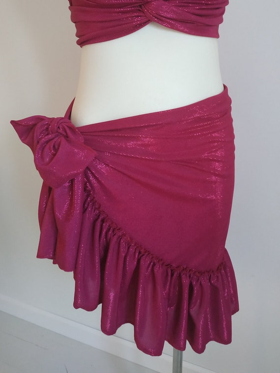 Red Hip Scarf belly dance Shawl Tribal shiny Shimmy Tribal Fusion Costume  Practice skirt S M L XL XXL waist belt