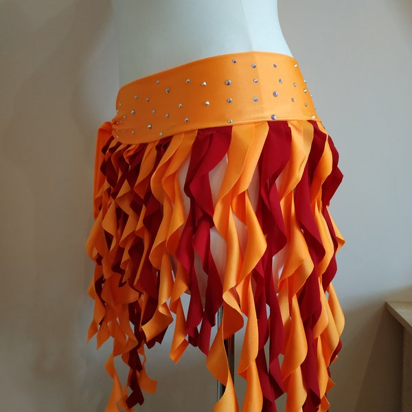 Tied Belt belly dance Tribal Fusion Hip Scraf Orange Costume Practice XS S M L XL XXL Shimmy