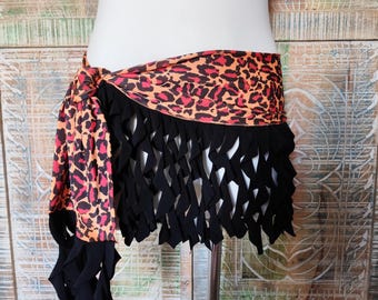 Ceinture orange à pois léopard danse du ventre Hip Scraf Tribal Fusion Costume Pratique Shimmy cours de danse du ventre jupe ceinture sirène M L XL XXL