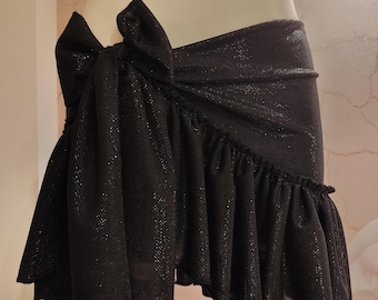 Foulard de hanche noir Châle de danse du ventre Tribal brillant Shimmy Tribal Fusion Costume Jupe d'entraînement S M L XL XXL ceinture de taille