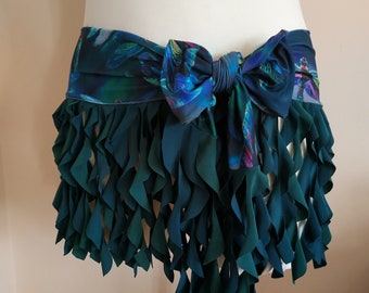 Green belly dance belt dragonflies Hip Scraf Tribal Fusion Costume Practice Shimmy belly dance classes wrap skirt mermaid belt  M L XL XXL
