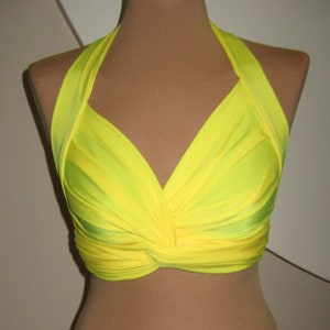 Beautiful Yellow Top belly dance, Tribal, Costume Practice Tribal Fusion Sexy Tied Top Universal size,  Bra for show