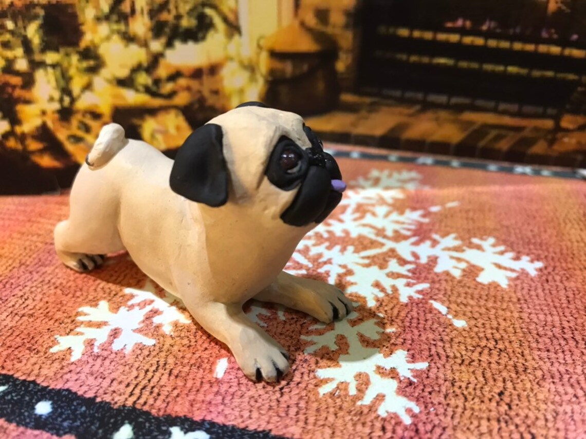 Bella Miniature Pug Puppy Original Sculpture Figurine Pug Etsy