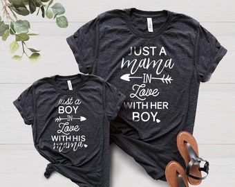 mom and boy matching shirts