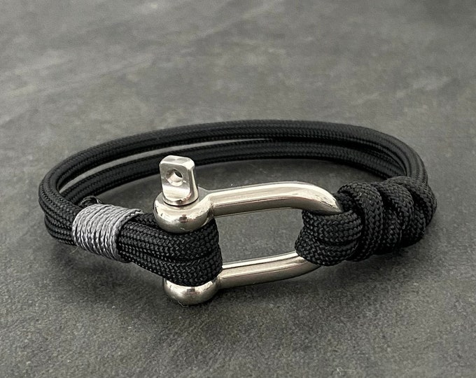 Shackle Bracelet, Nautical Jewellery, Mens Bracelet, Adjustable Bracelet, Paracord Bracelet, Rope Bracelet, Sailing Gifts, Sea Gifts