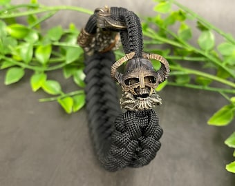 Handmade Undead Viking Paracord Bracelet – White Brass & Antique Brass