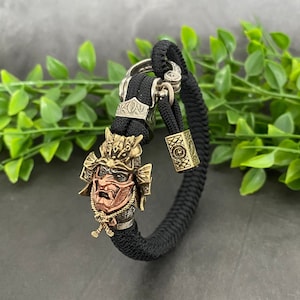 Oni Bracelet - Shogun Bracelet - Paracord Bracelet - Oni Bushi - Bronze Buckle Bracelet - Woven Bracelet - Cuff Bracelet - Samurai Bracelet